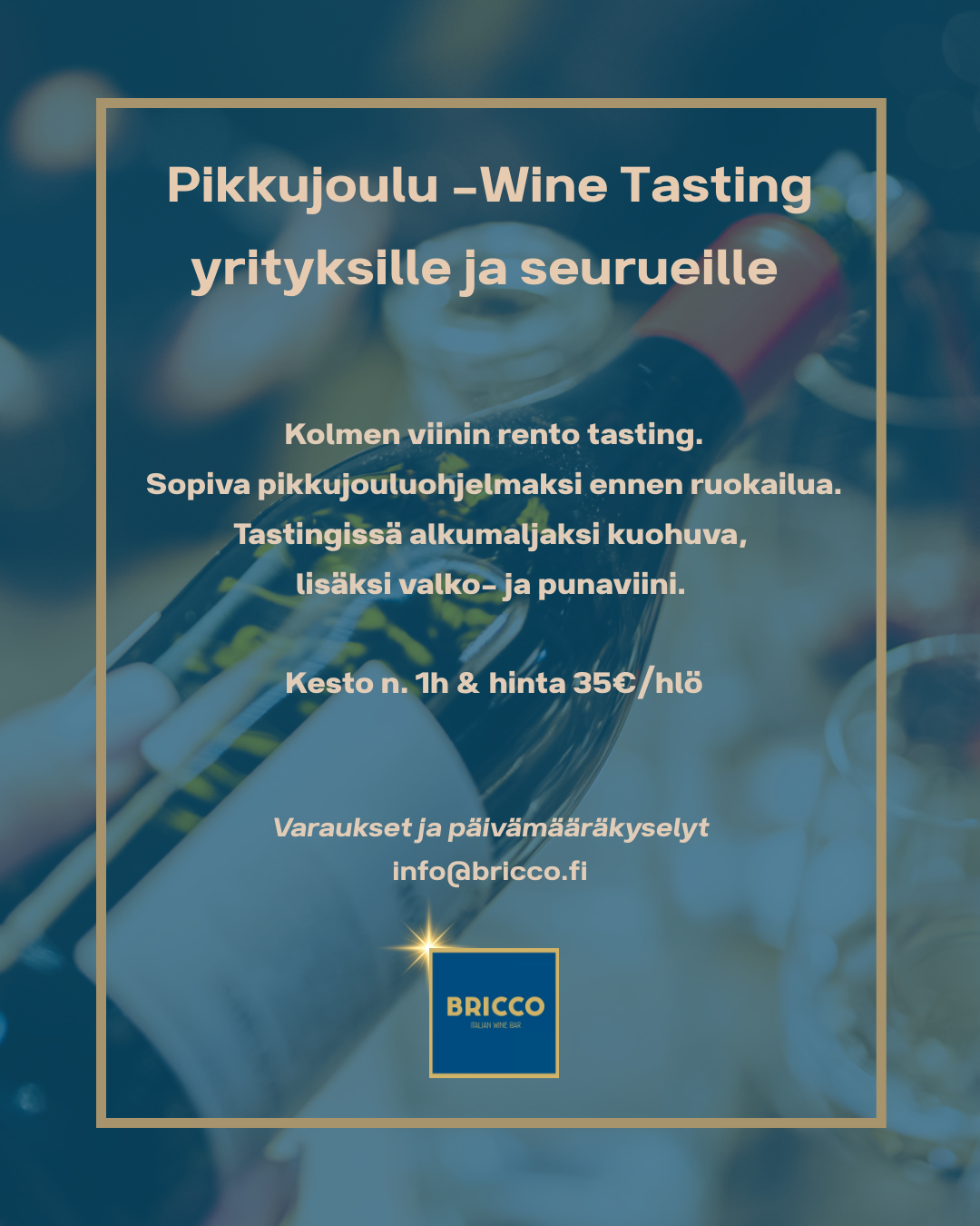 Pikkujoulu -Wine Tasting yrityksille ja seurueille